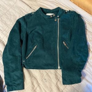 Bar III green suede Moto jacket
